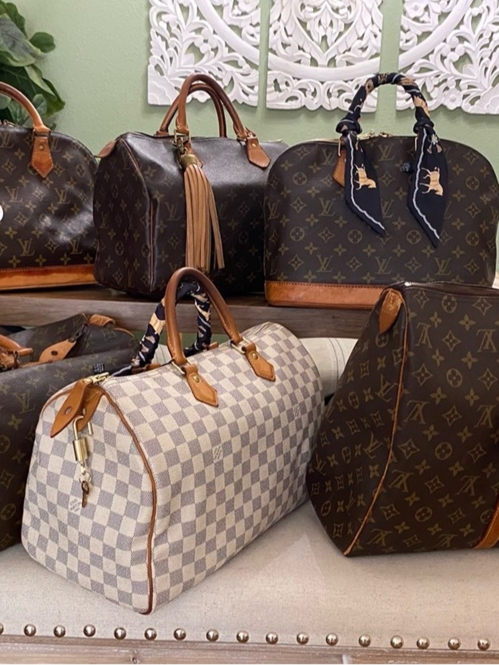 Original Louis Vuitton  Damier Azur&canvas monogram speedy, Alma, tote,luggage.